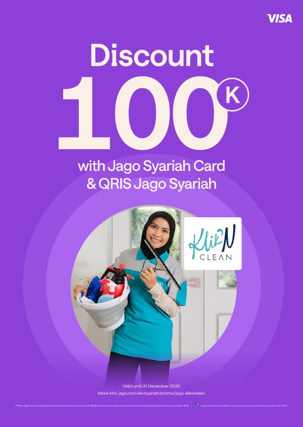 Book KliknClean at weekend, get 100k discount using Jago Visa Debit Card