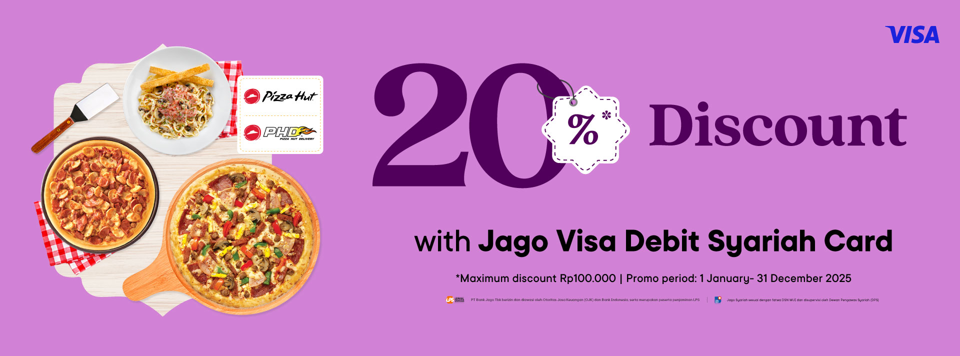 20% discount pizza treats with Jago Visa Debit Card