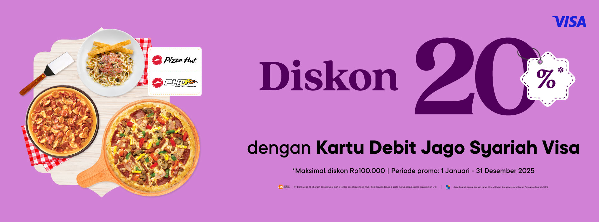 Diskon 20% jajan pizza pakai Kartu Debit Jago Visa