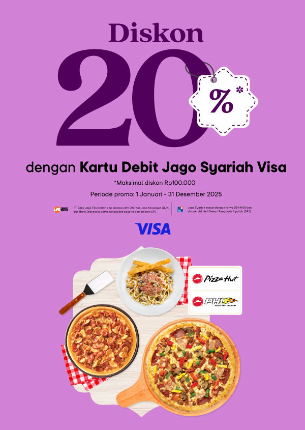 Diskon 20% jajan pizza pakai Kartu Debit Jago Visa