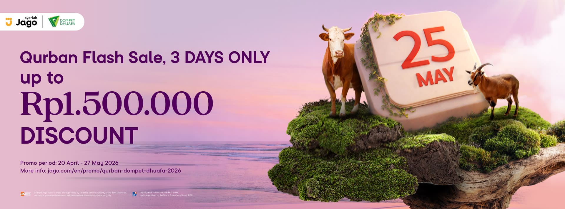 Buy Qurban at Dompet Dhuafa using Jago Visa Debit Card get discounts of up to Rp1.100.000