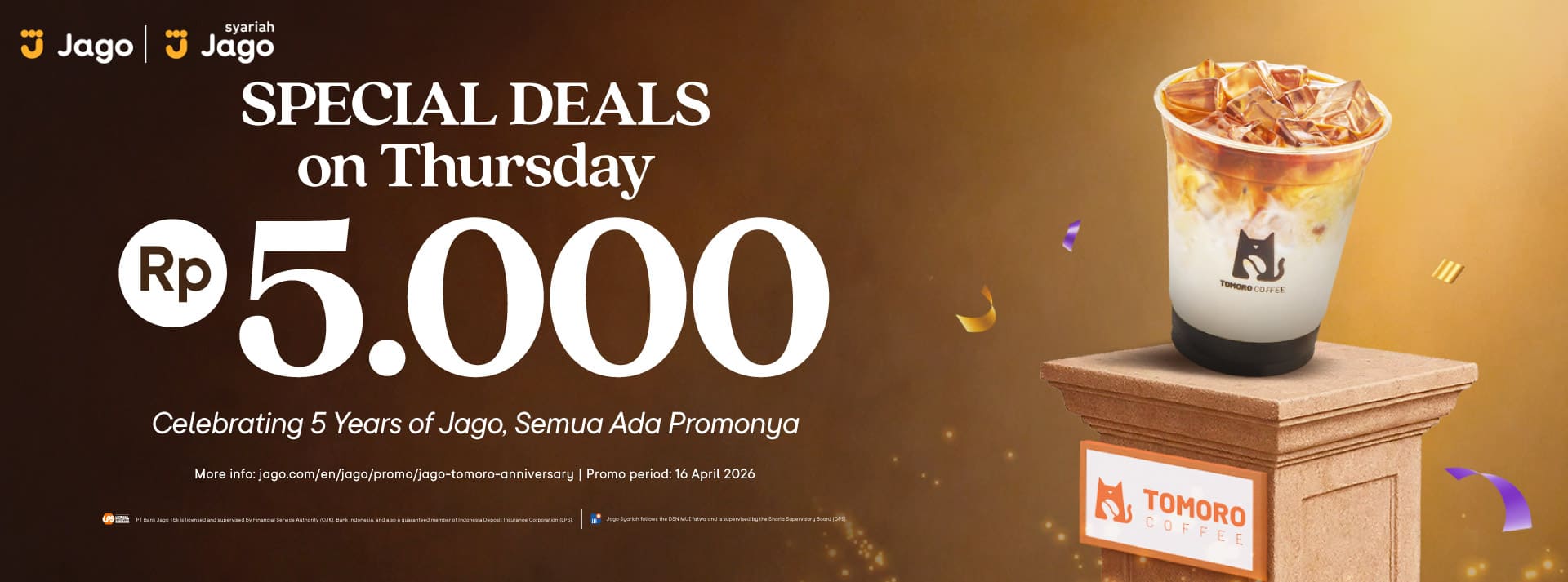 Special Price Tomoro Coffee only Rp5,000 with Jago QRIS