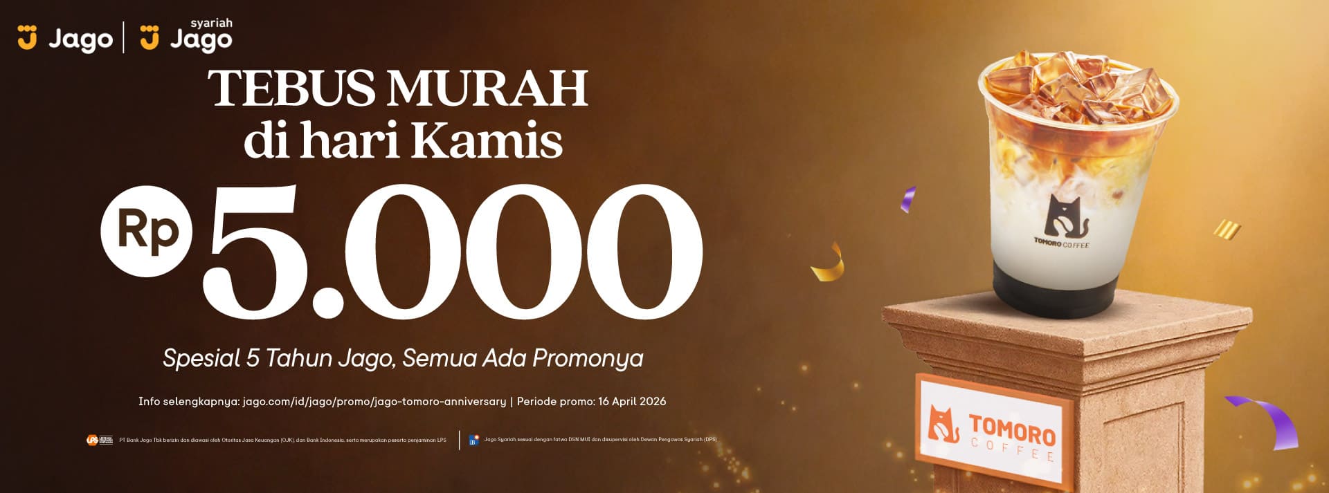 Tebus murah Tomoro Coffee dengan QRIS Jago hanya Rp5,000